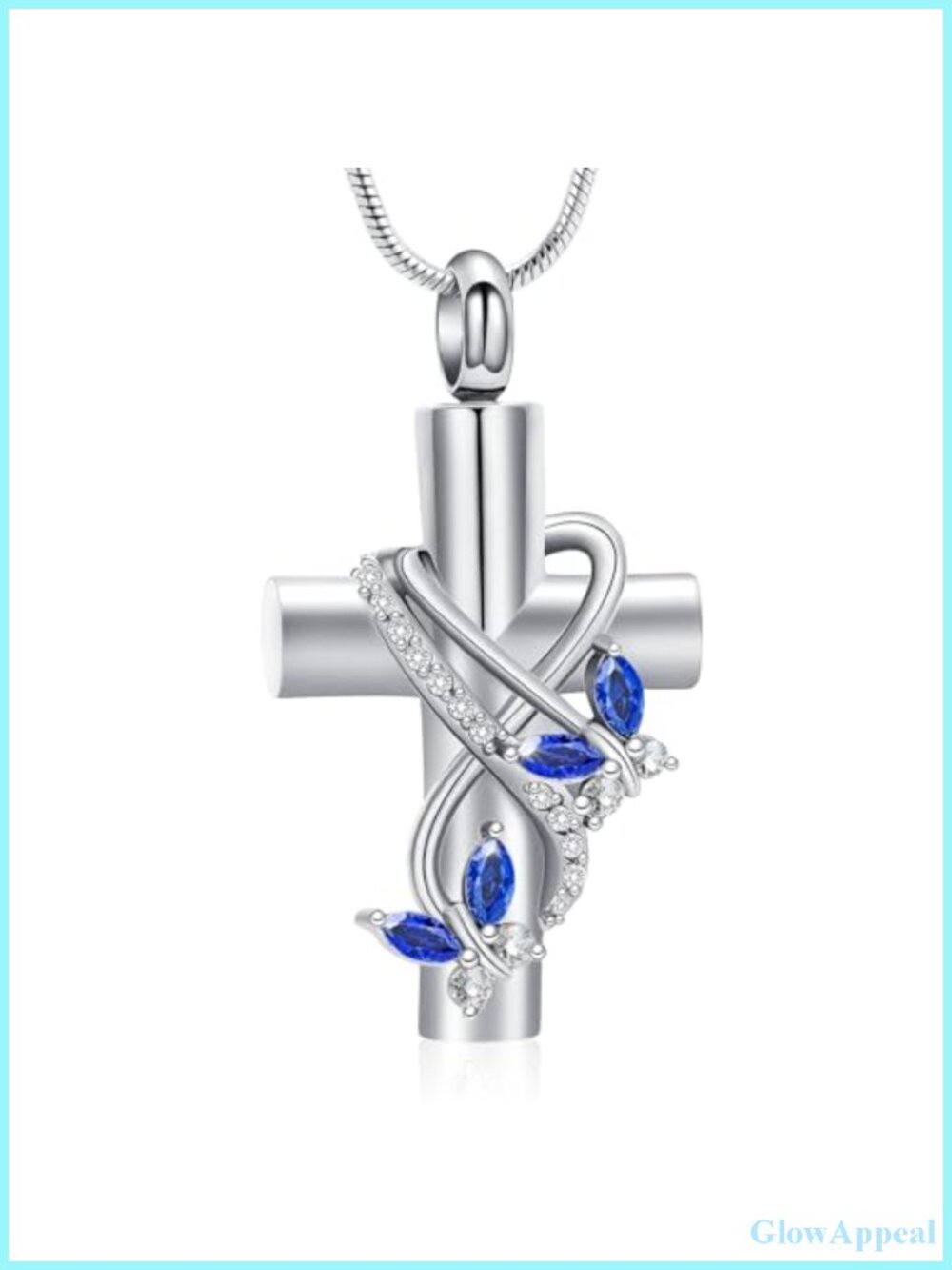 Butterfly Cross Urn Necklace for Ashes - Cremation Jewelry Stainless Steel
